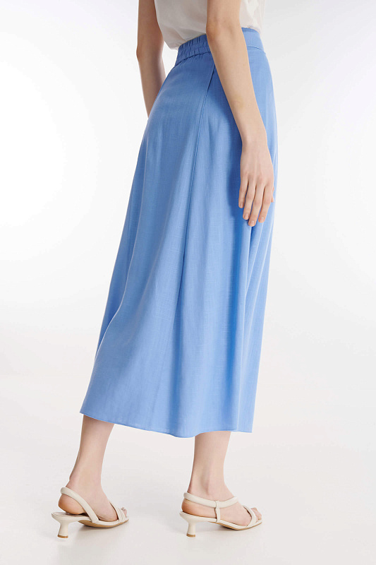 Расклешенная юбка со льном Цвет Голубой Изображение 2