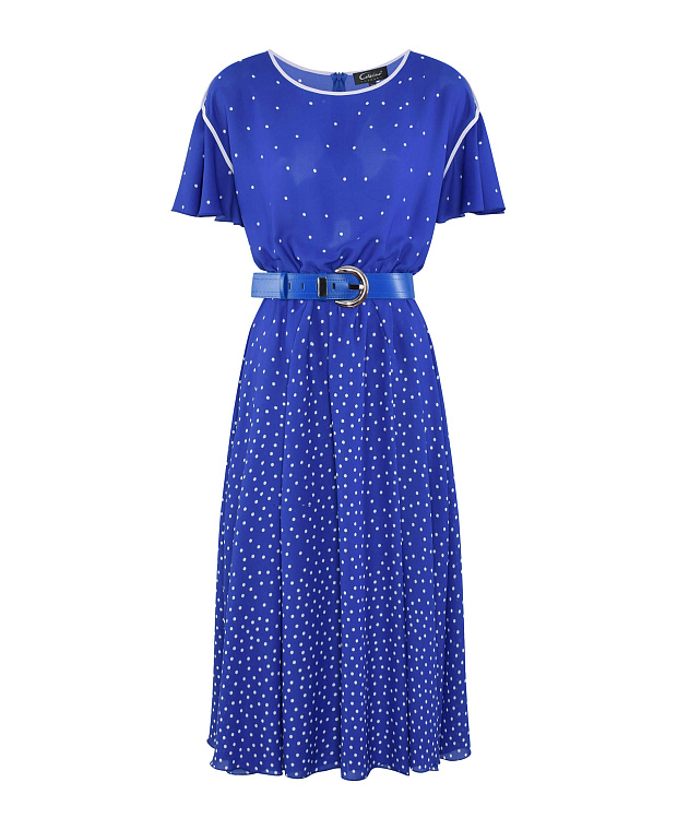 Приталенное платье с ремнем Цвет Синий