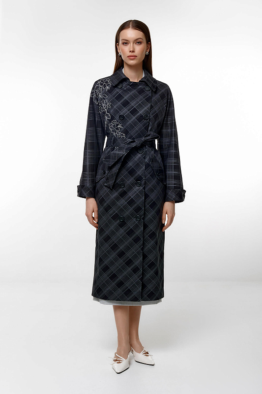 Плащ с цветочным узором Цвет Черный