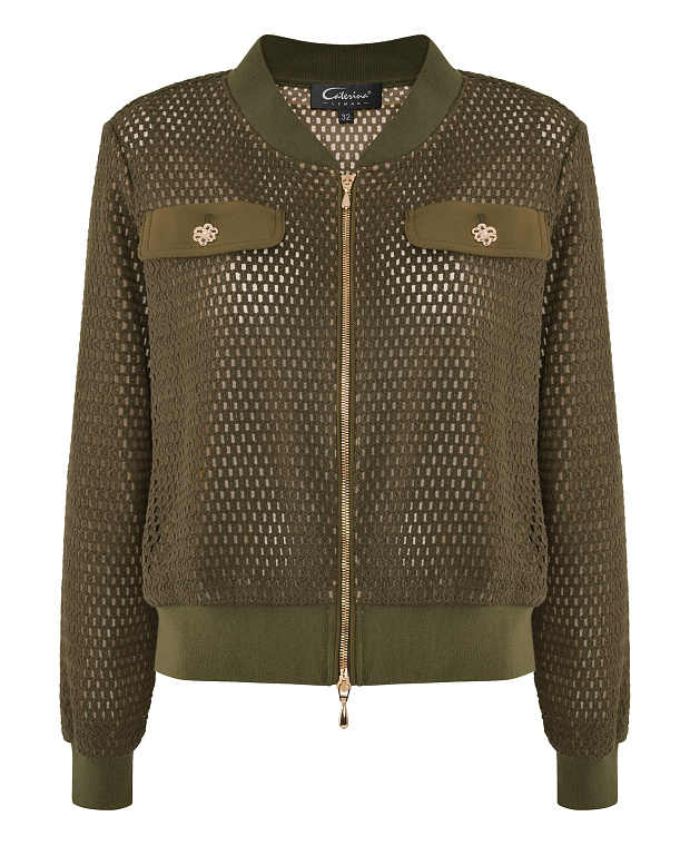 Жакет  на молнии с перфорацией Цвет Зеленый