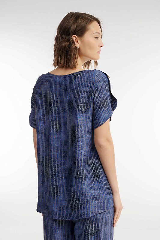 Блузка с абстрактным принтом Цвет Синий Изображение 2