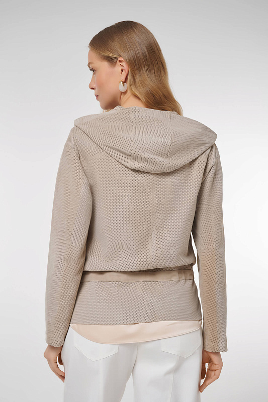 Куртка с перфорацией из натуральной кожи Цвет Бежевый Изображение 2