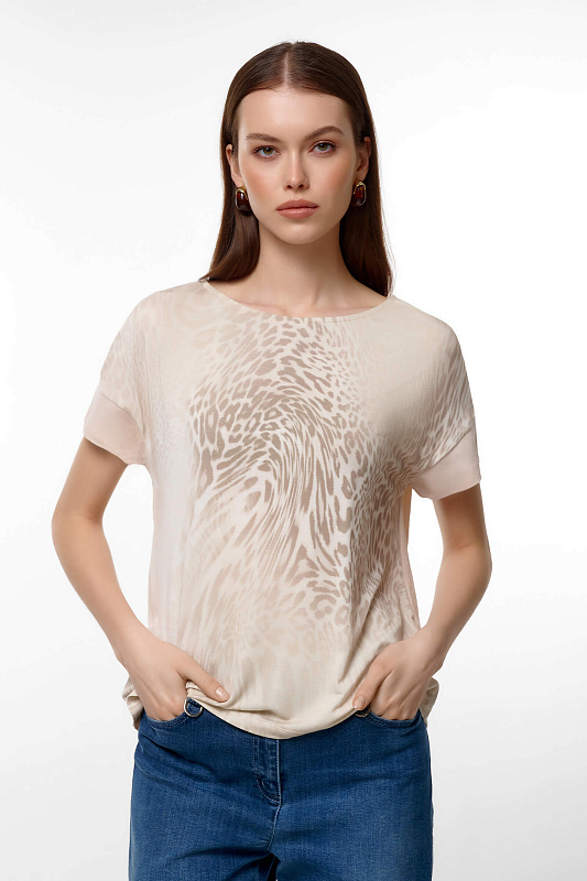 Блузка с леопардовым принтом Цвет Бежевый