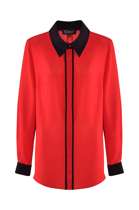 Рубашка из поливискозы с контрастными деталями Цвет Красный