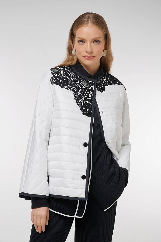 Куртка с контрастной вышивкой Цвет Белый