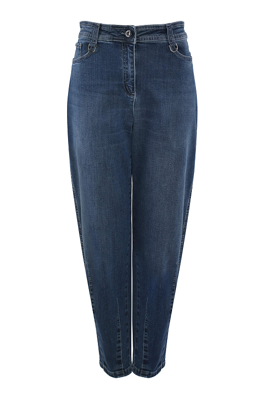 Зауженные джинсы на высокой посадке Цвет Синий