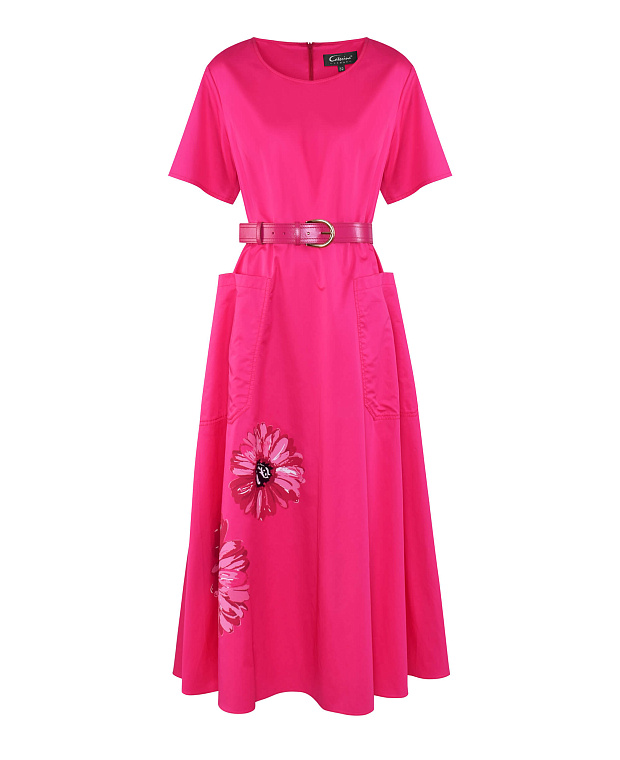 Хлопковое платье с ремнем Цвет Розовый