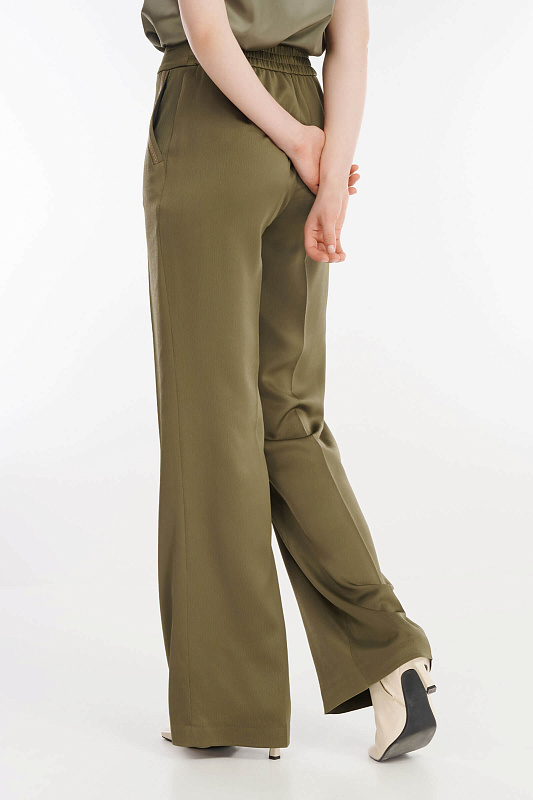 Широкие брюки со стрелками Цвет Оливковый Изображение 2