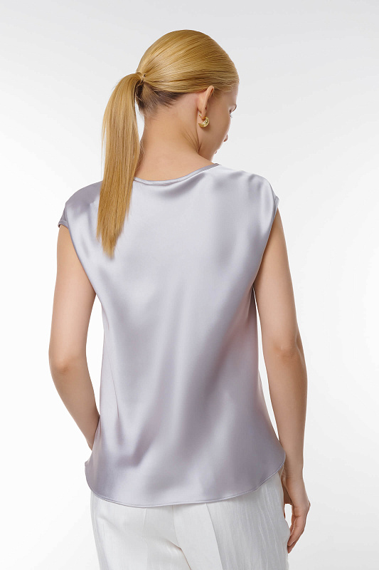 Топ из атласа Цвет Серый Изображение 2