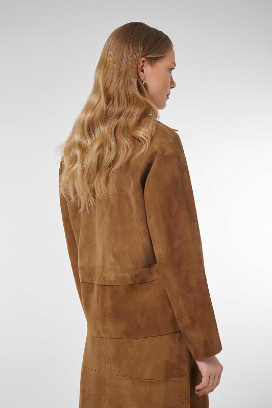 Удлиненная куртка из натуральной кожи Цвет Коричневый Изображение 2