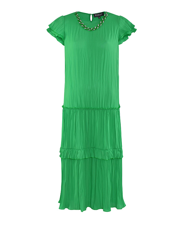 Платье с двухъярусной юбкой и съемной цепочкой Цвет Зеленый