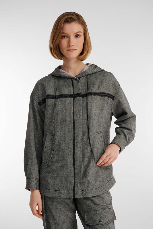 Жакет из поливискозы с капюшоном Цвет Серый