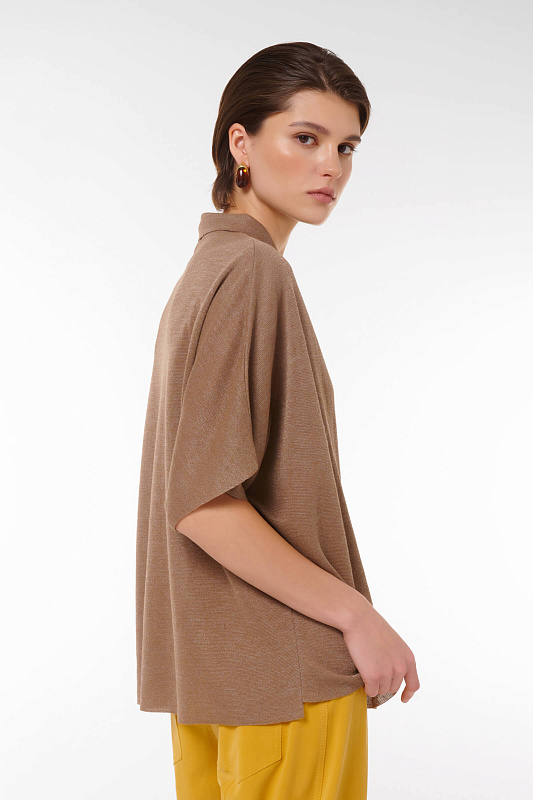 Кардиган свободного кроя на пуговицах Цвет Коричневый Изображение 2