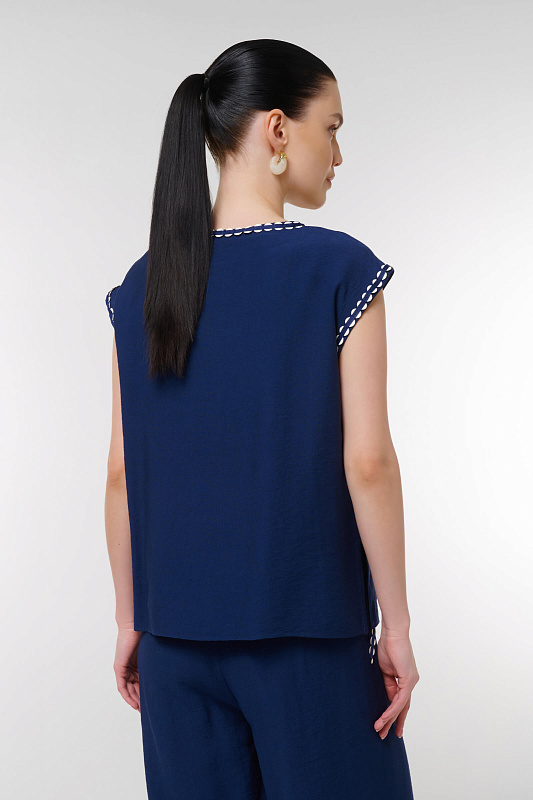Топ с окантовкой Цвет Синий Изображение 2