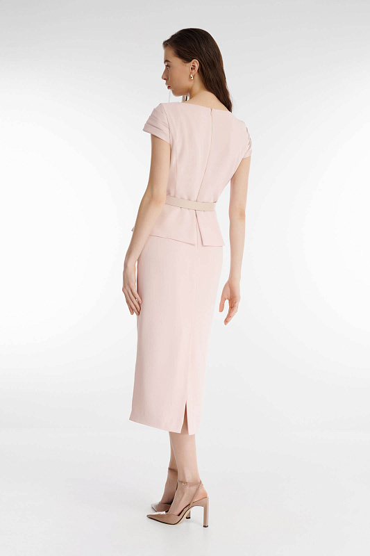 Платье-футляр с баской Цвет Розовый Изображение 2