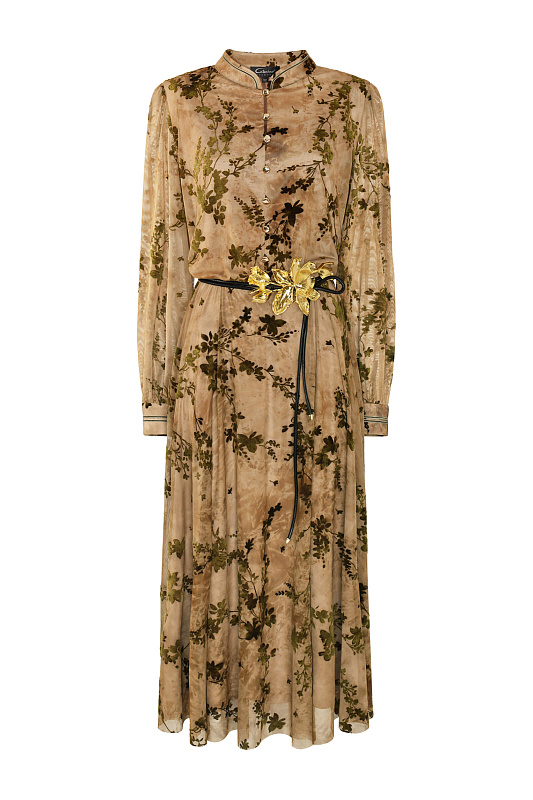 Платье с цветочным узором из велюра Цвет Мультиколор