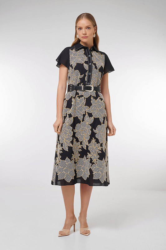 Платье с вышивкой Цвет Мультиколор