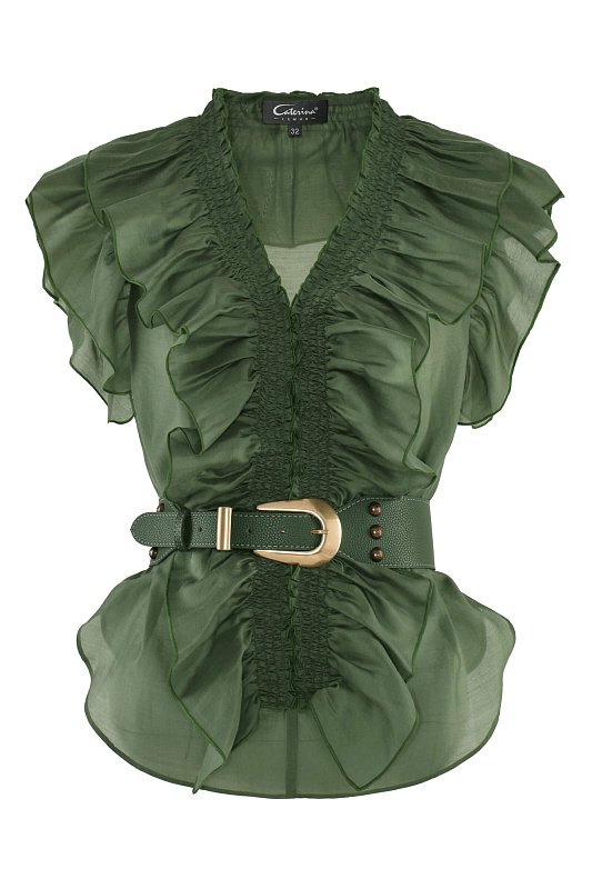 Топ с воланами и ремнем Цвет Зеленый