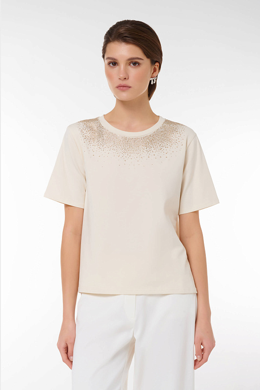 Джемпер со стразами Цвет Бежевый