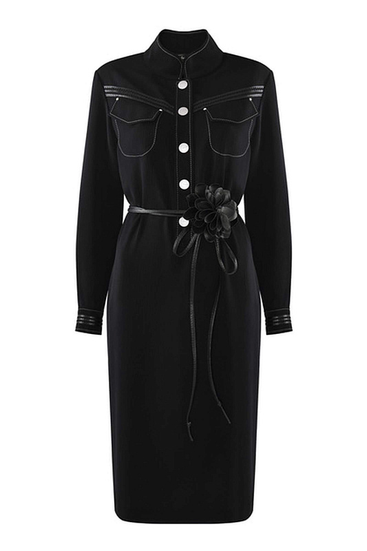 Фактурное платье-рубашка Цвет Черный