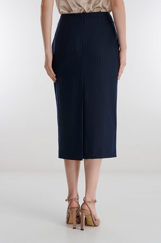 Юбка-карандаш в полоску с люрексом Цвет Синий Изображение 2