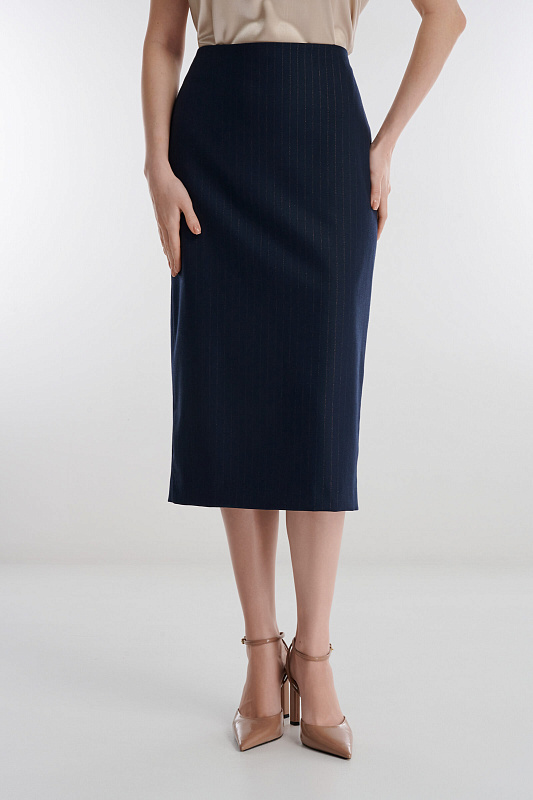 Юбка-карандаш в полоску с люрексом Цвет Синий