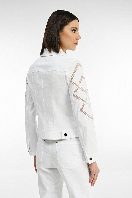 Укороченная джинсовая куртка Цвет Белый Изображение 2