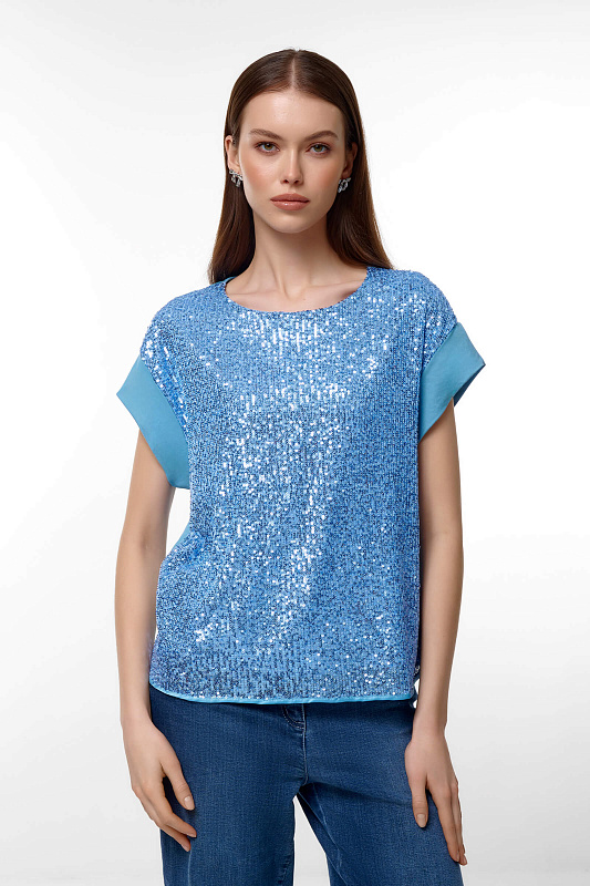 Блузка с пайетками Цвет Синий