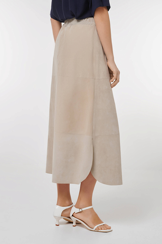 Юбка из натуральной кожи Цвет Бежевый Изображение 2