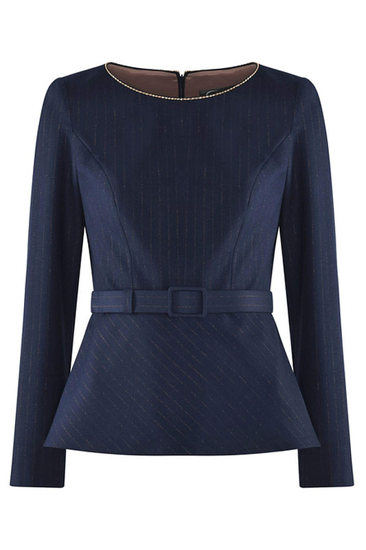 Блузка в полоску с баской Цвет Синий