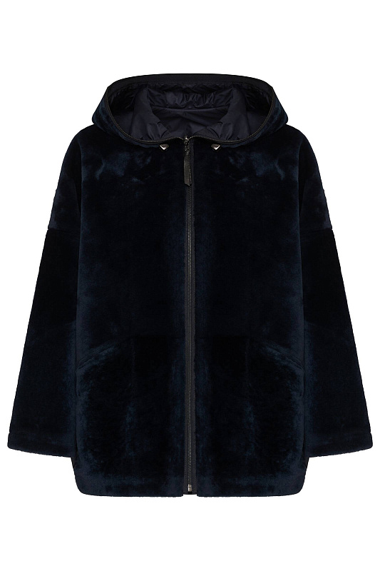 Комбинированная двусторонняя дубленка Цвет Синий