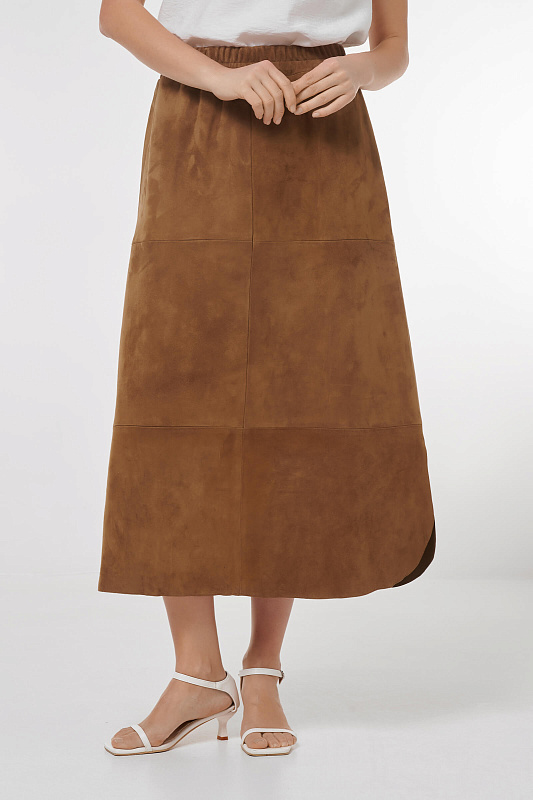 Юбка из натуральной кожи Цвет Коричневый