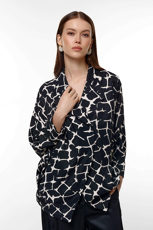 Жакет из вискозы с абстрактным принтом Цвет Черно-белый