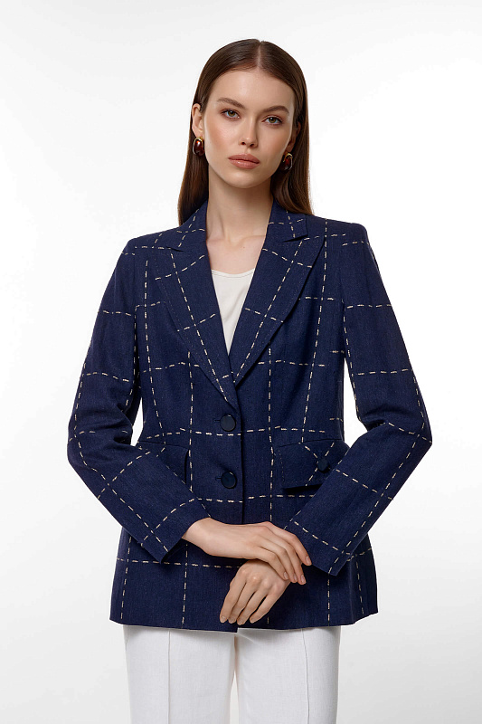 Пиджак с принтом в виде строчки Цвет Синий
