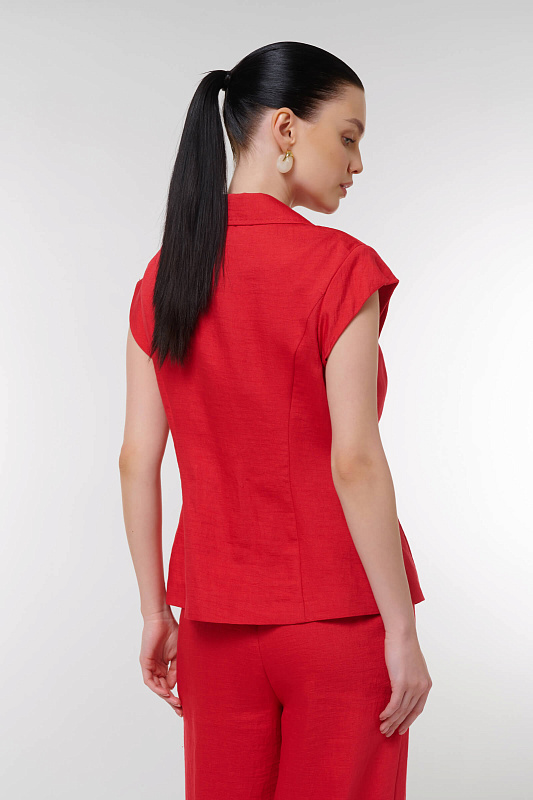 Жилет с добавлением льна Цвет Красный Изображение 2