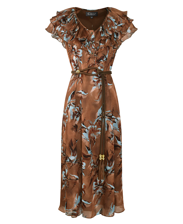 Платье с цветочным принтом Цвет Коричневый