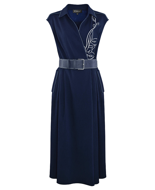 Платье из муслина с вышивкой Цвет Синий