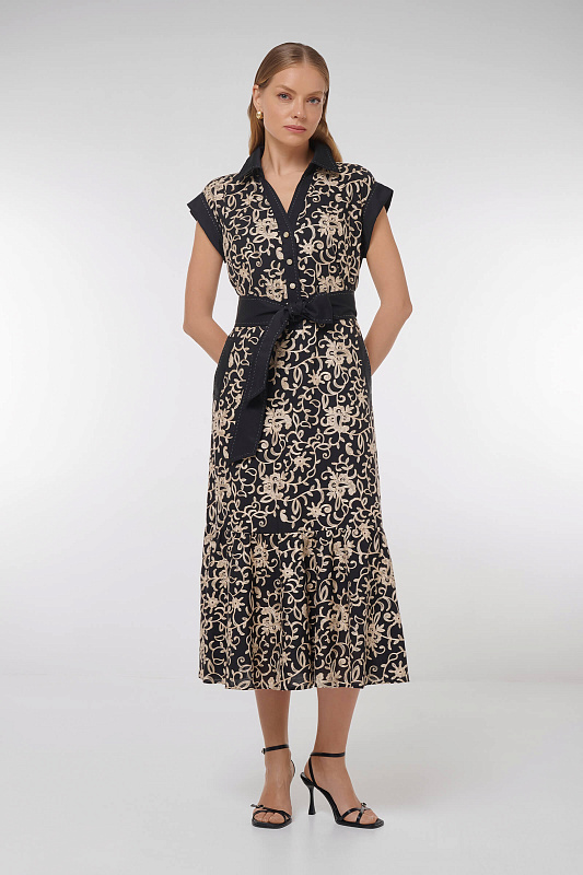 Платье с вышивкой Цвет Черный