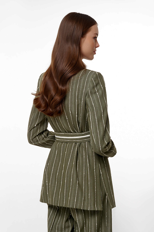 Приталенный жакет с поясом Цвет Зеленый Изображение 2