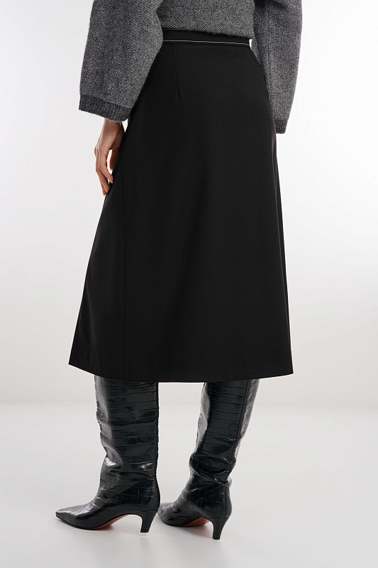 Юбка с декоративной тесьмой Цвет Черный Изображение 2