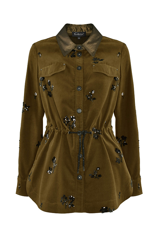 Туника из вельвета с пайетками Цвет Коричневый