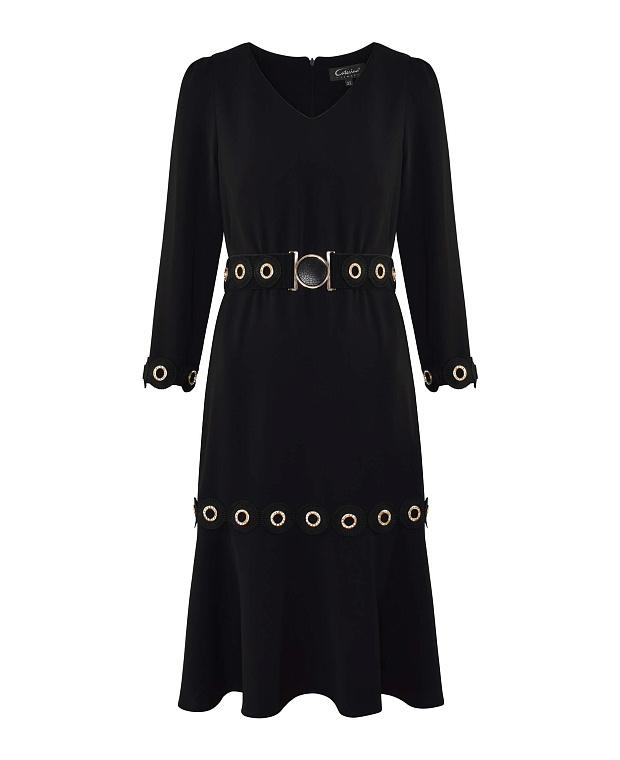Элегантное платье с металлическими украшениями Цвет Черный