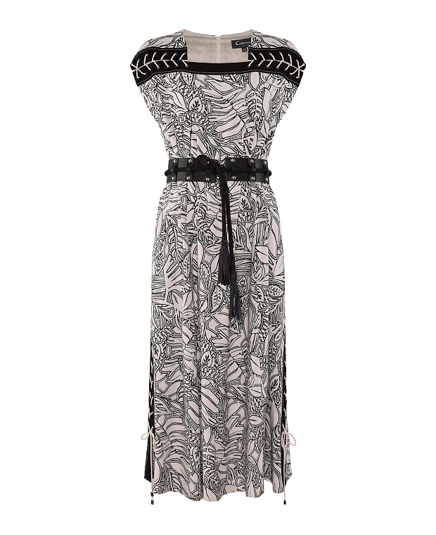 Легкое платье со шнуровкой Цвет Черно-белый