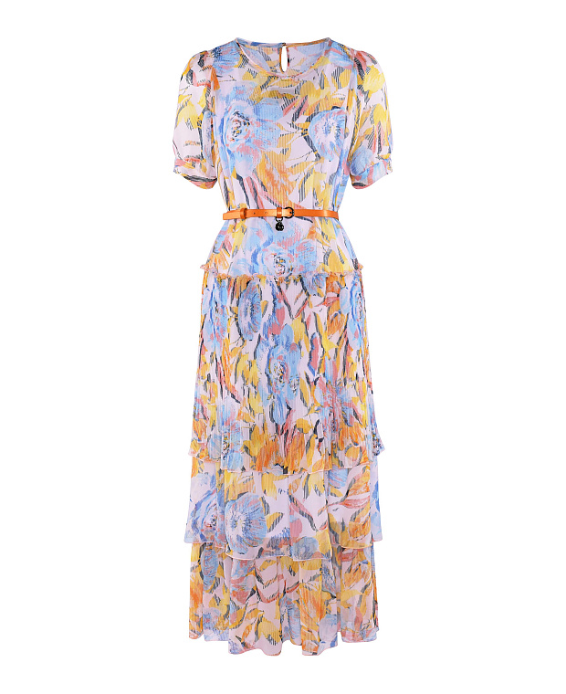 Платье с плиссированной юбкой Цвет Мультиколор