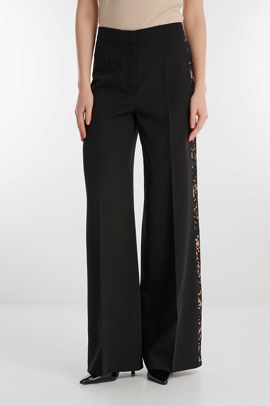 Брюки с кружевными лампасами Цвет Черный