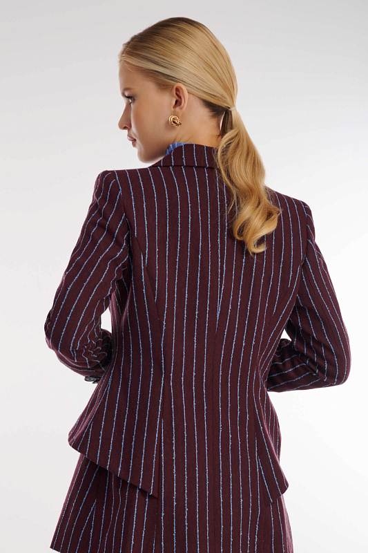 Пиджак в полоску с вышивкой Цвет Бордовый Изображение 2