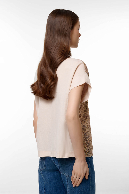 Блузка с пайетками Цвет Бежевый Изображение 2