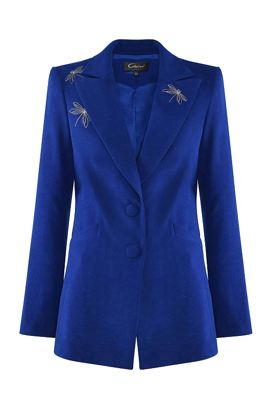Однобортный пиджак с вышивкой Цвет Синий