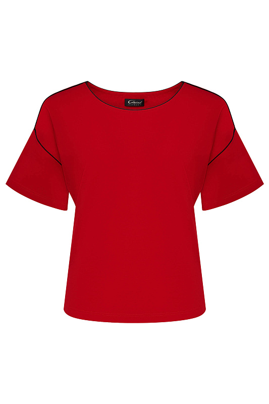 Джемпер с контрастной окантовкой Цвет Красный