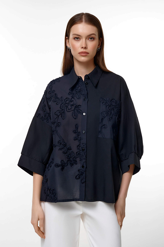 Белая блузка с нагрудным карманом Цвет Мультиколор